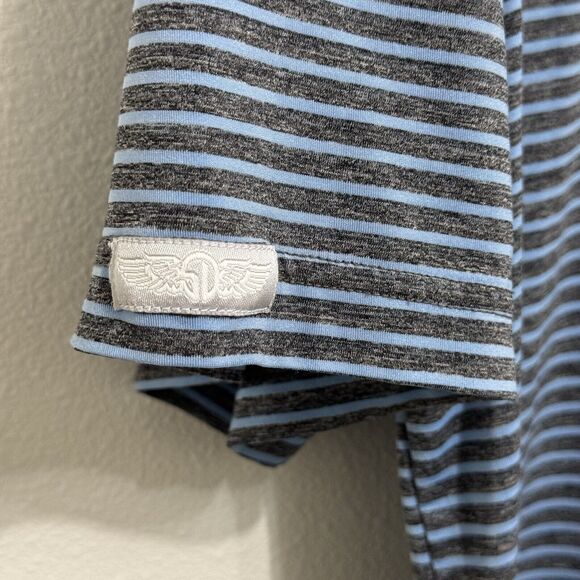 Straight Down Performance Polo Shirt Mens Medium Striped Blue Golf Stretch - Picture 3 of 6